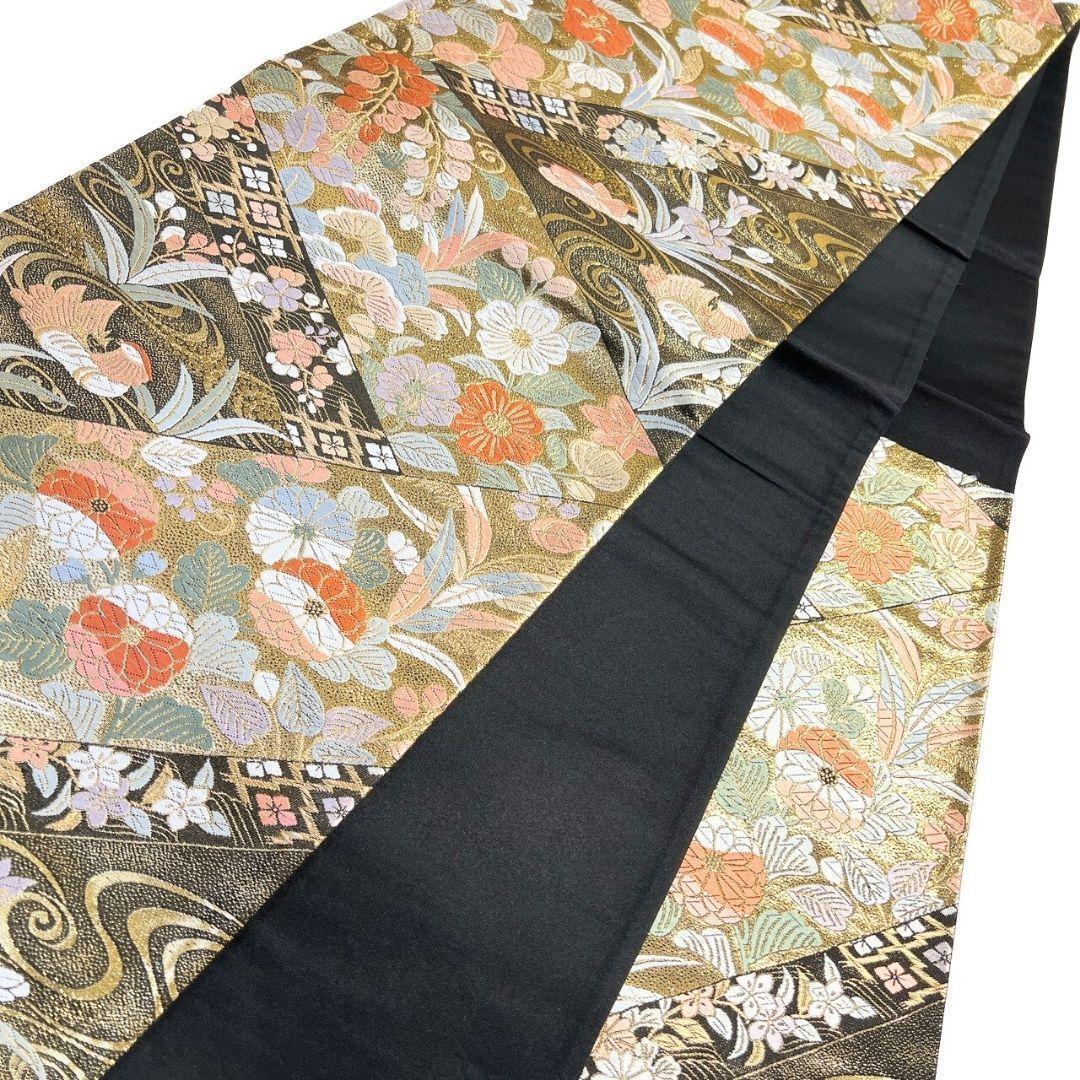 未着用　袋帯　唐織　菖蒲　菊花　鴛鴦　観世水　金糸　着物　115 p ms