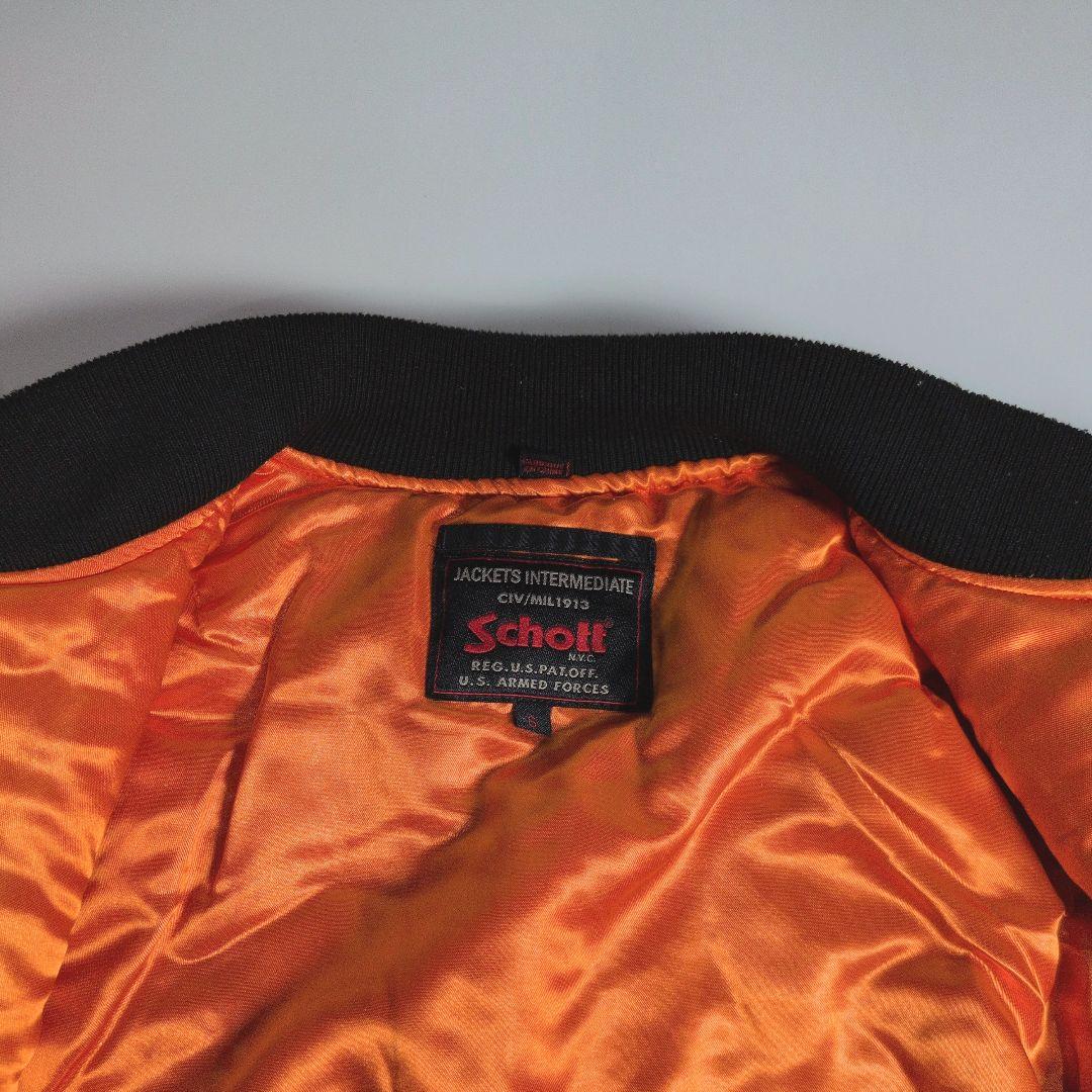 【美品】Schott NYC MA-1 フライトジャケット ブラック オレンジ