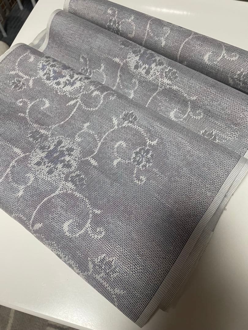 着物リメイク☆463白大島紬脇ギャザーワンピース／サイズL～LL