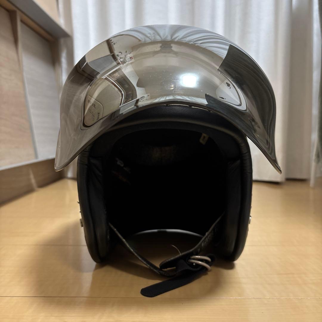 しーたろ　ゴールドラメ仕上げ ジェットヘルメット ミラーシールド付き