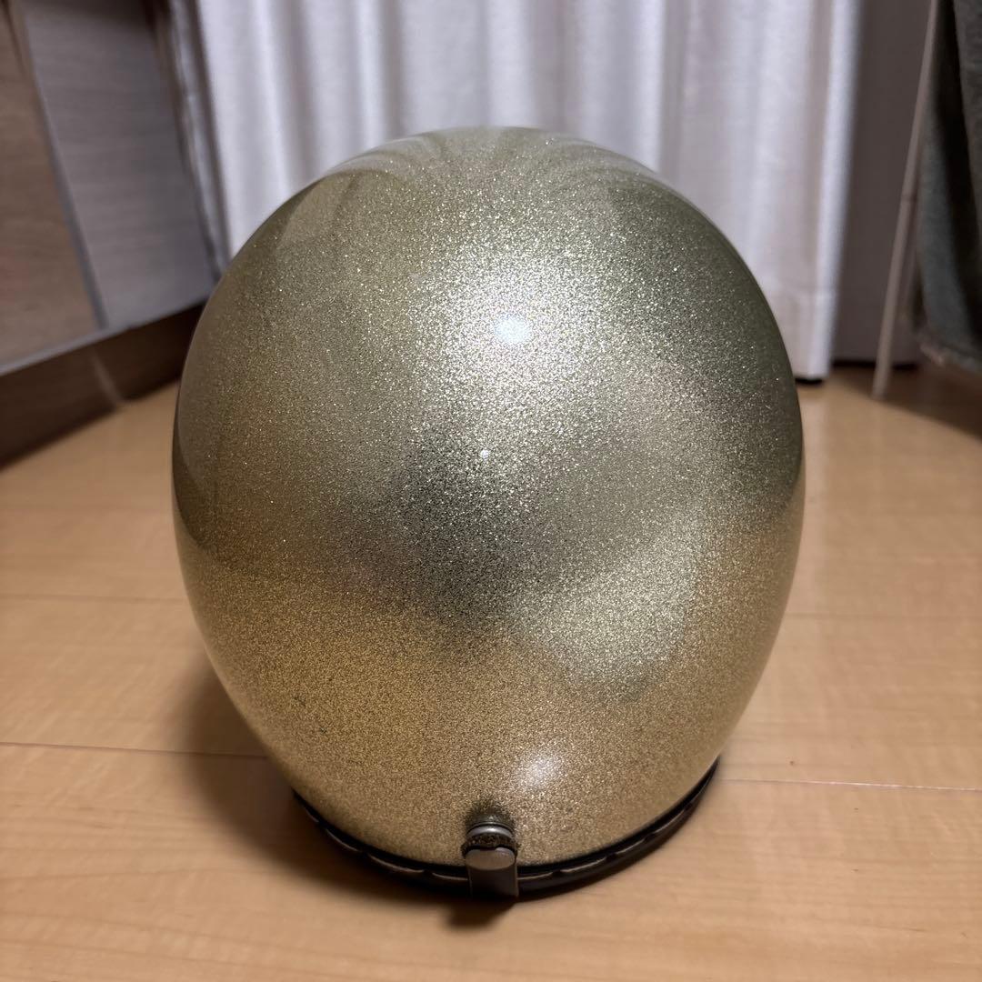 しーたろ　ゴールドラメ仕上げ ジェットヘルメット ミラーシールド付き