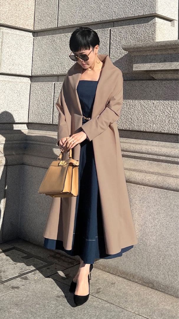 JENNE ショールカラーオードリコート Sベージュ