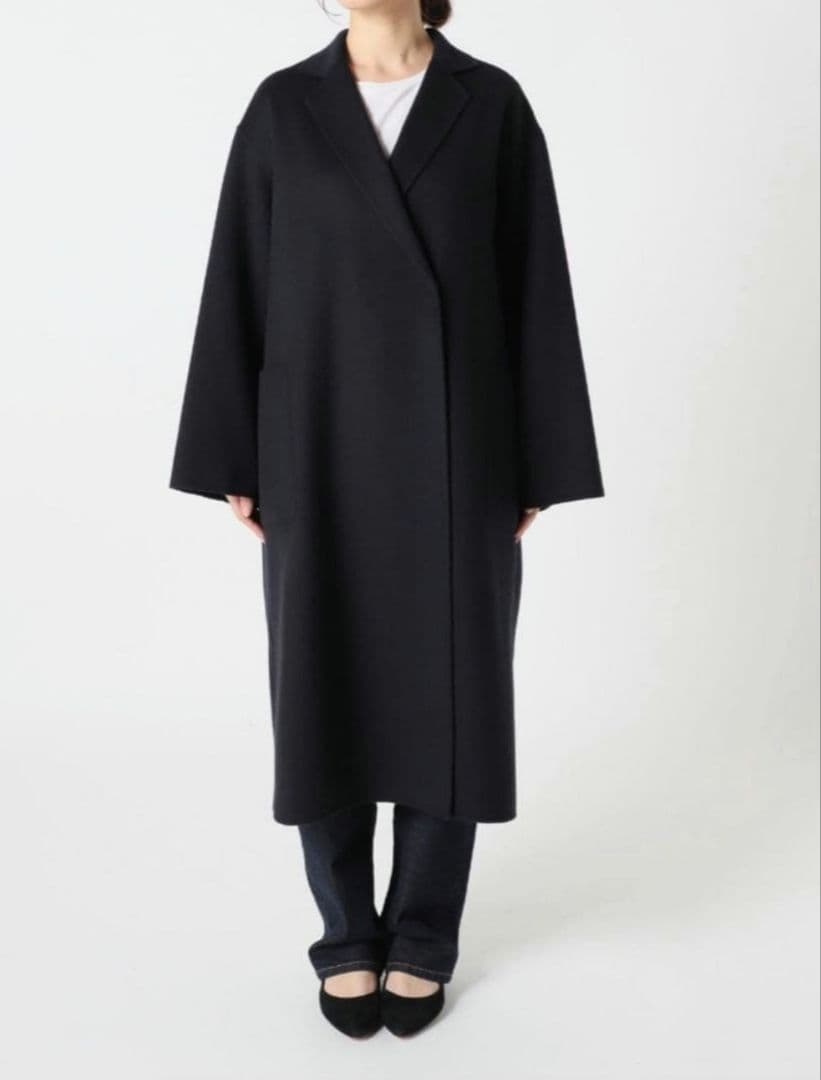 スローブイエナ　ハミルトン　ダブルフェイスウールチェスターコート　ネイビー