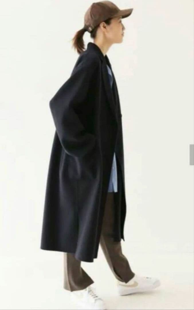 スローブイエナ　ハミルトン　ダブルフェイスウールチェスターコート　ネイビー