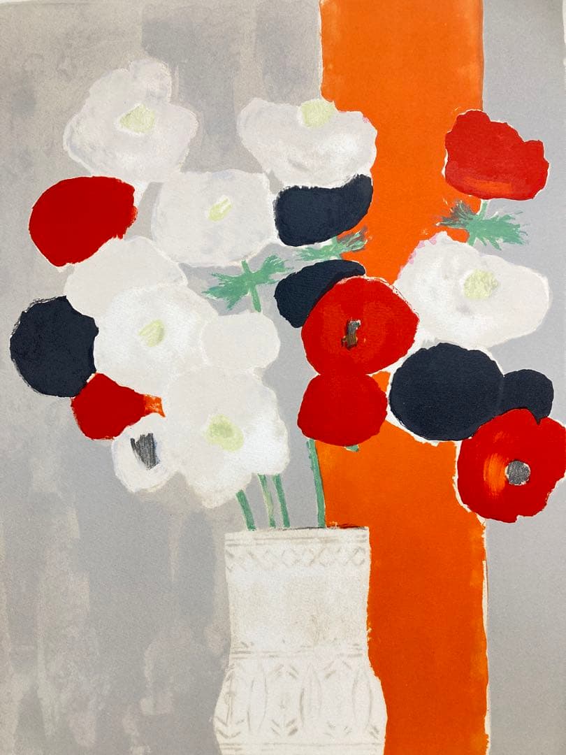 【真作保証】ベルナール・カトラン「アネモネ」リトグラフ 直筆サイン 版画 絵画