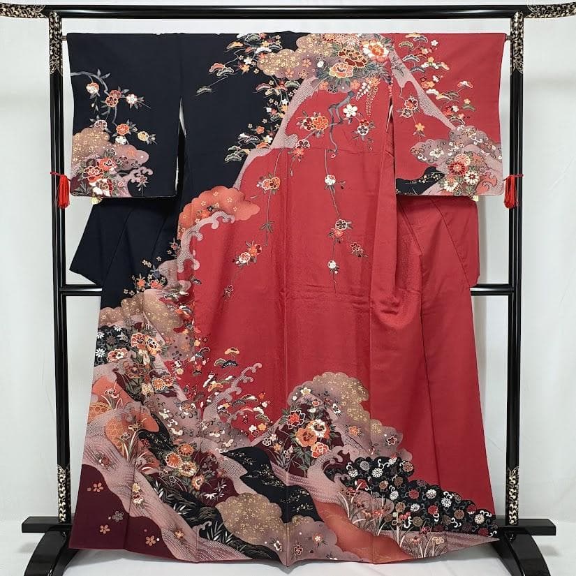 ゆりのはな　訪問着　京友禅ボカシ染め　金彩入り　紋意匠　吉祥模様　正絹　A504