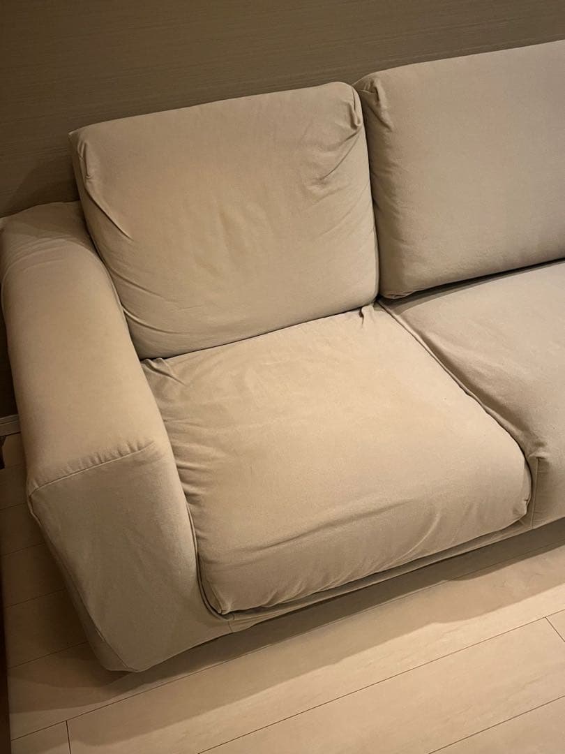 無印良品 2人掛けソファ ベージュ シンプルデザイン　カバー付