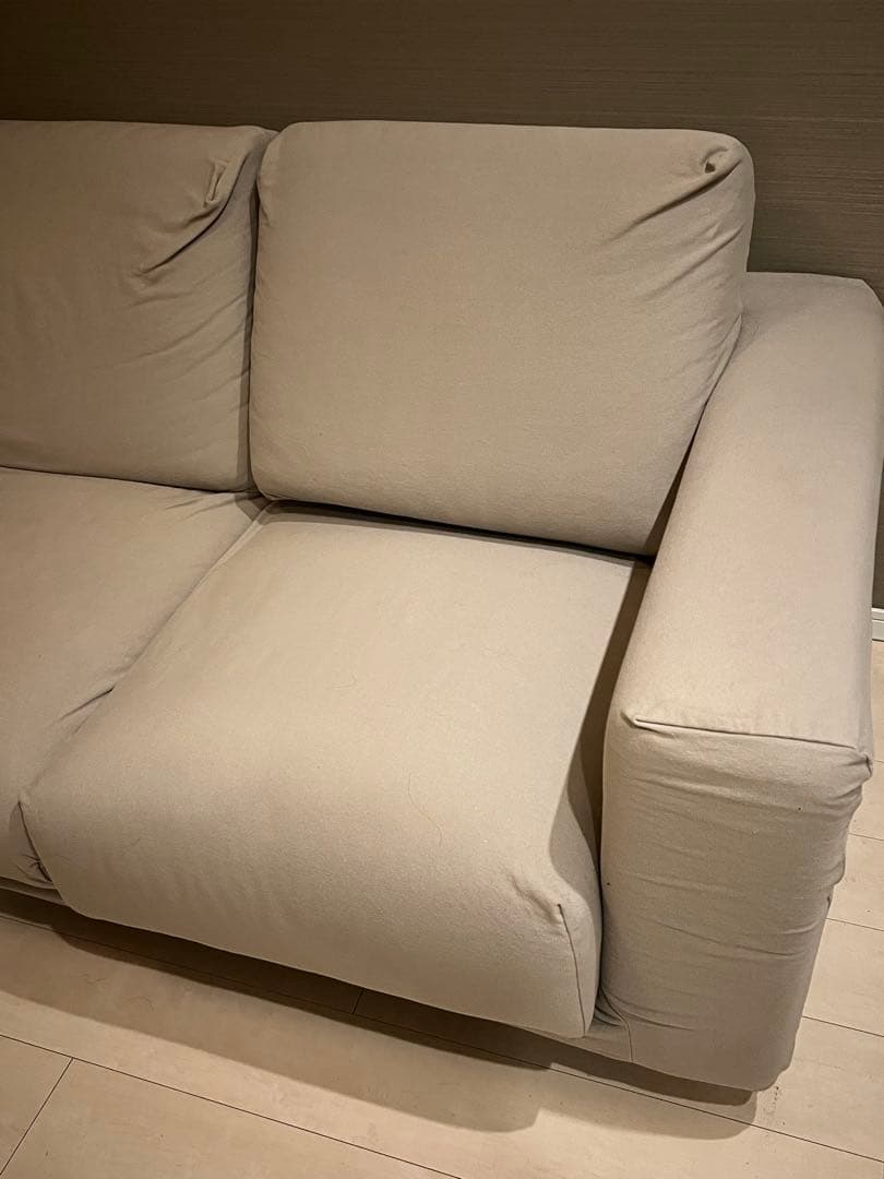 無印良品 2人掛けソファ ベージュ シンプルデザイン　カバー付