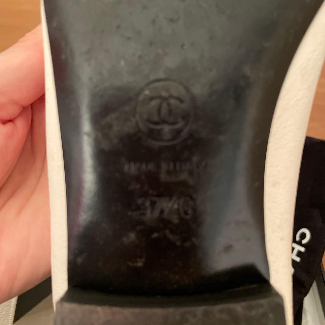 CHANEL フラットシューズ ホワイト/ブラック　37.5最終お値下げ