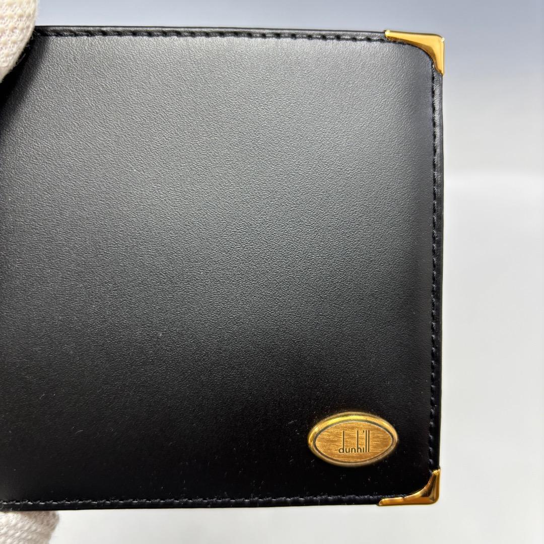 未使用【ダンヒル本物】2つ折り財布/ALFRED DUNHILL/レザー/黒