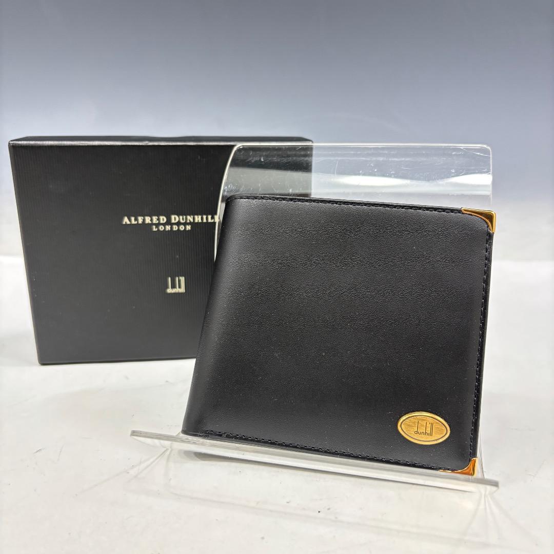 未使用【ダンヒル本物】2つ折り財布/ALFRED DUNHILL/レザー/黒