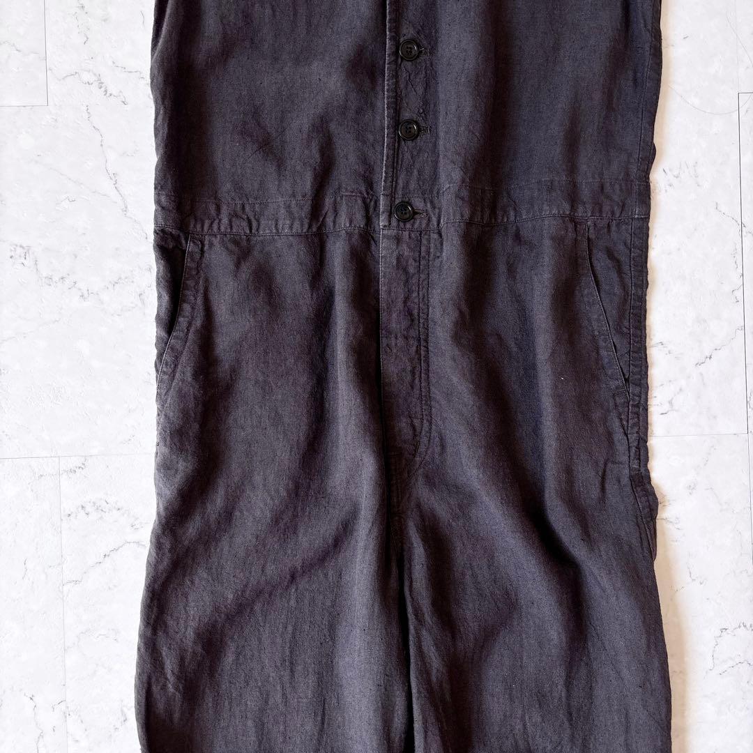 美品 ネストローブ 日本製 リネン ノースリーブ オールインワン ツナギ グレー