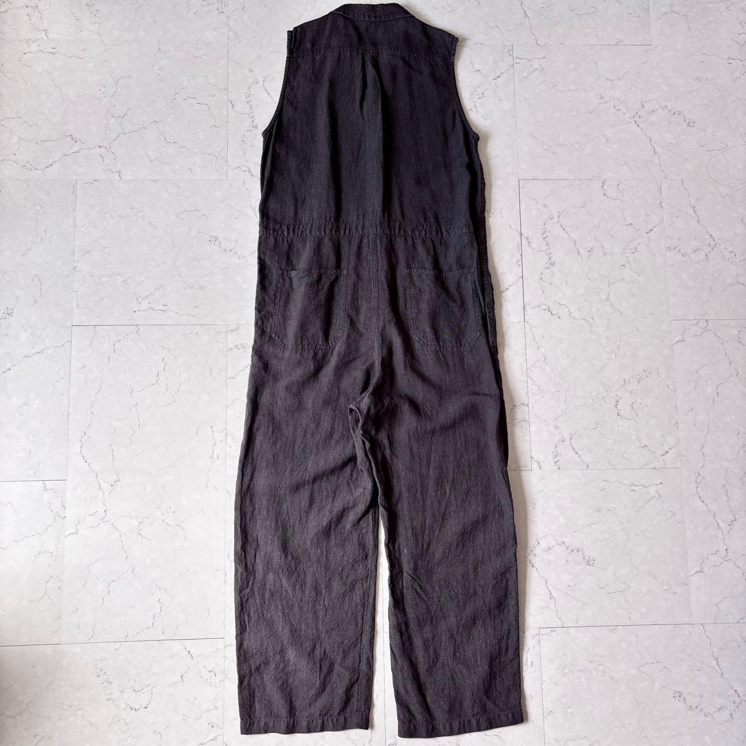 美品 ネストローブ 日本製 リネン ノースリーブ オールインワン ツナギ グレー