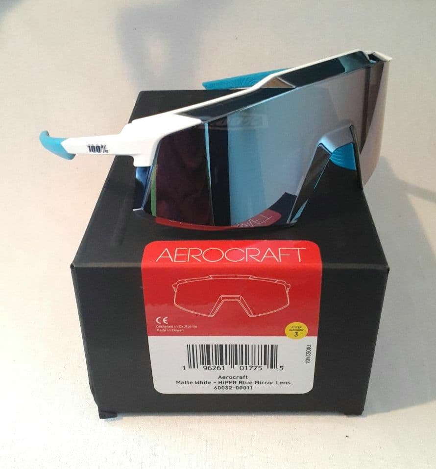 100% Aerocraft ホワイト ブルー ワンハンドレッド サングラス