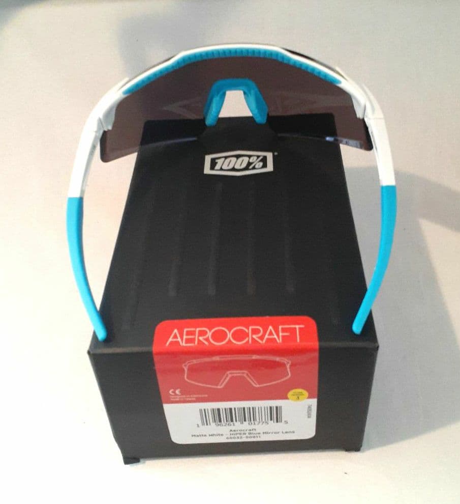 100% Aerocraft ホワイト ブルー ワンハンドレッド サングラス