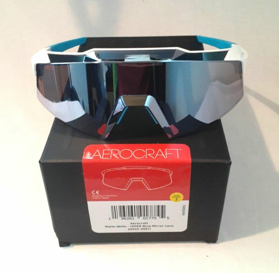100% Aerocraft ホワイト ブルー ワンハンドレッド サングラス