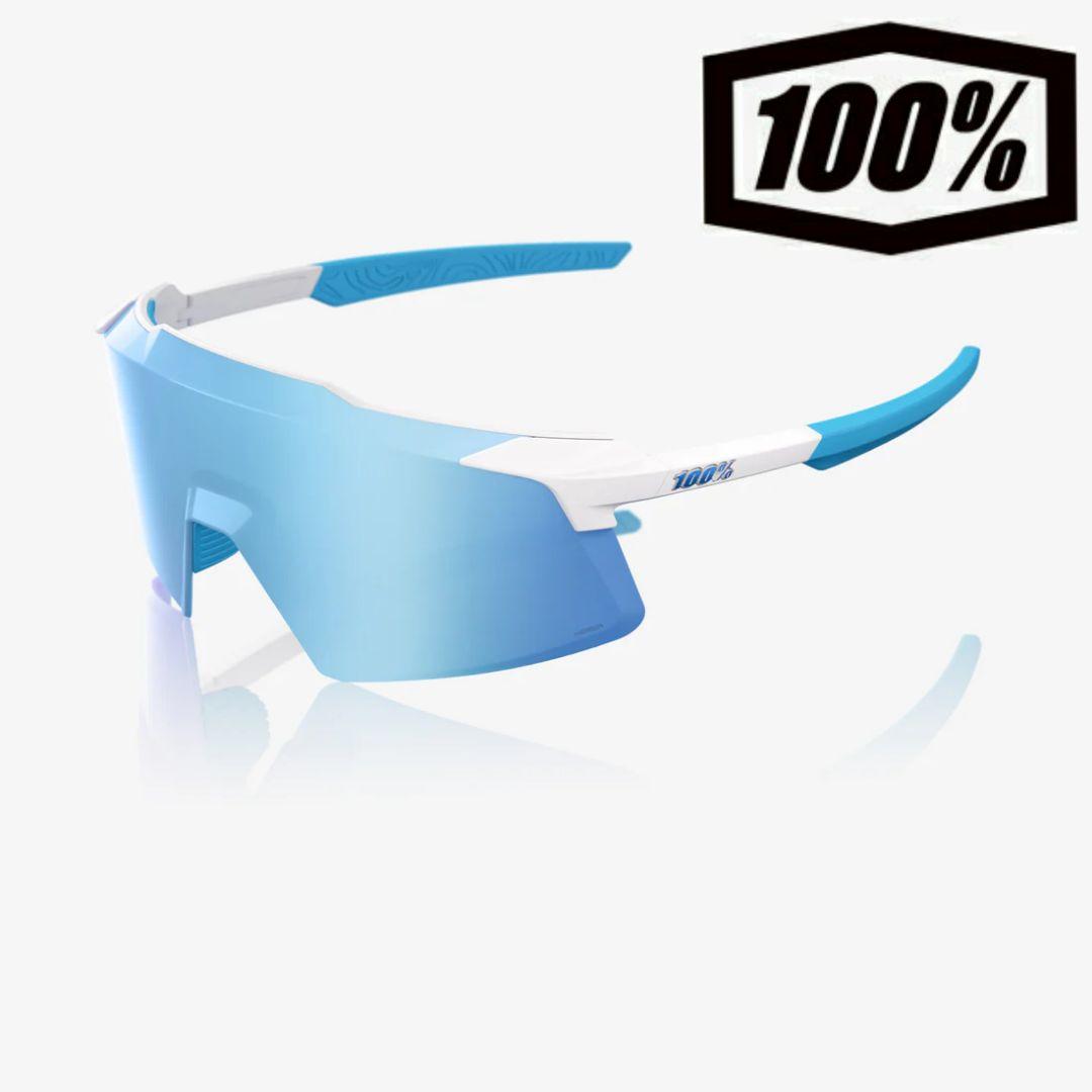 100% Aerocraft ホワイト ブルー ワンハンドレッド サングラス