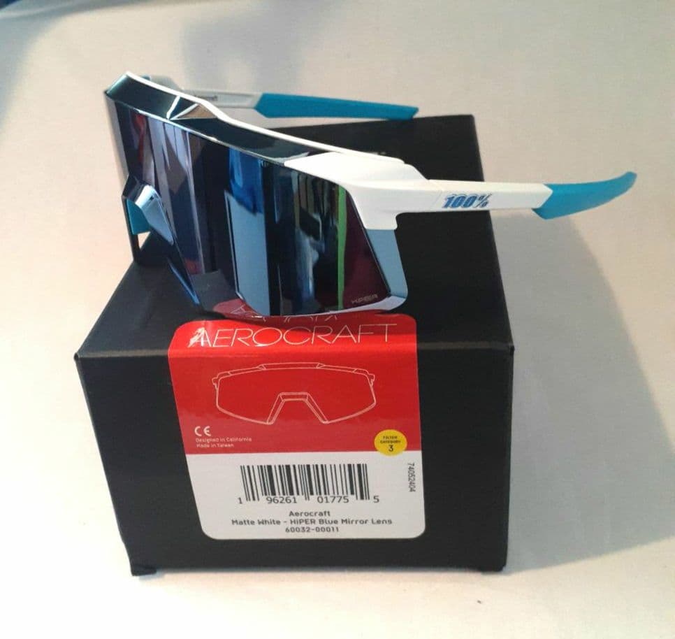 100% Aerocraft ホワイト ブルー ワンハンドレッド サングラス