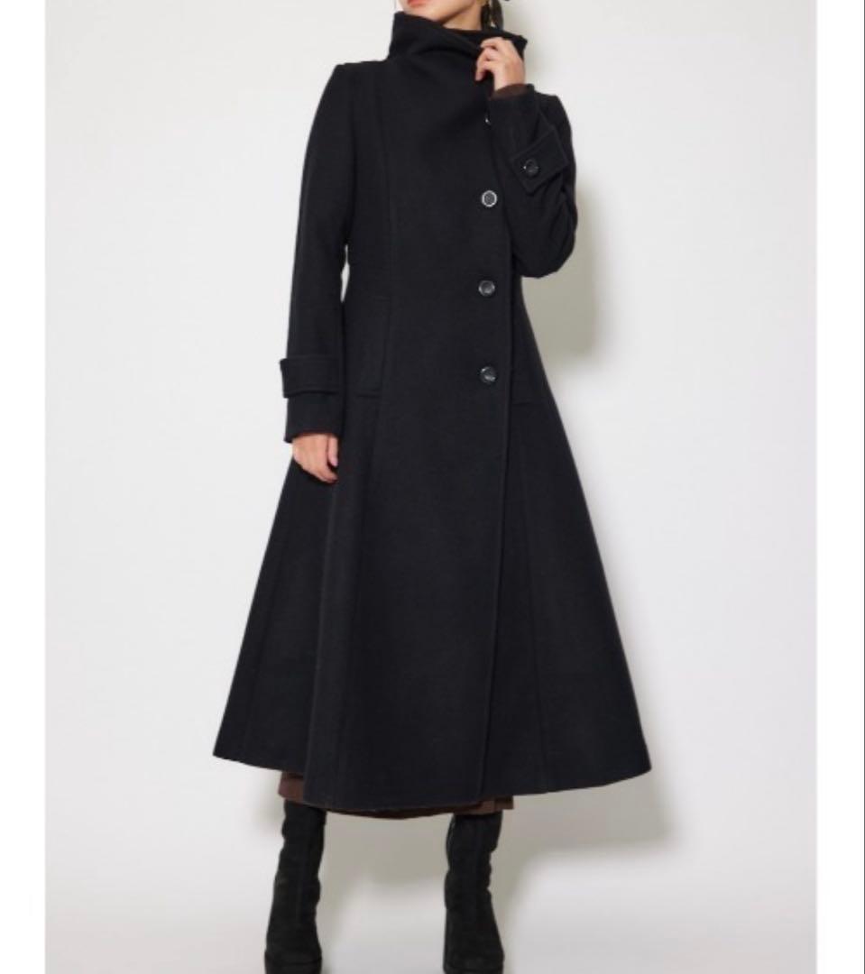 rienda 25オーバーネックシンデレララインコート　ブラック