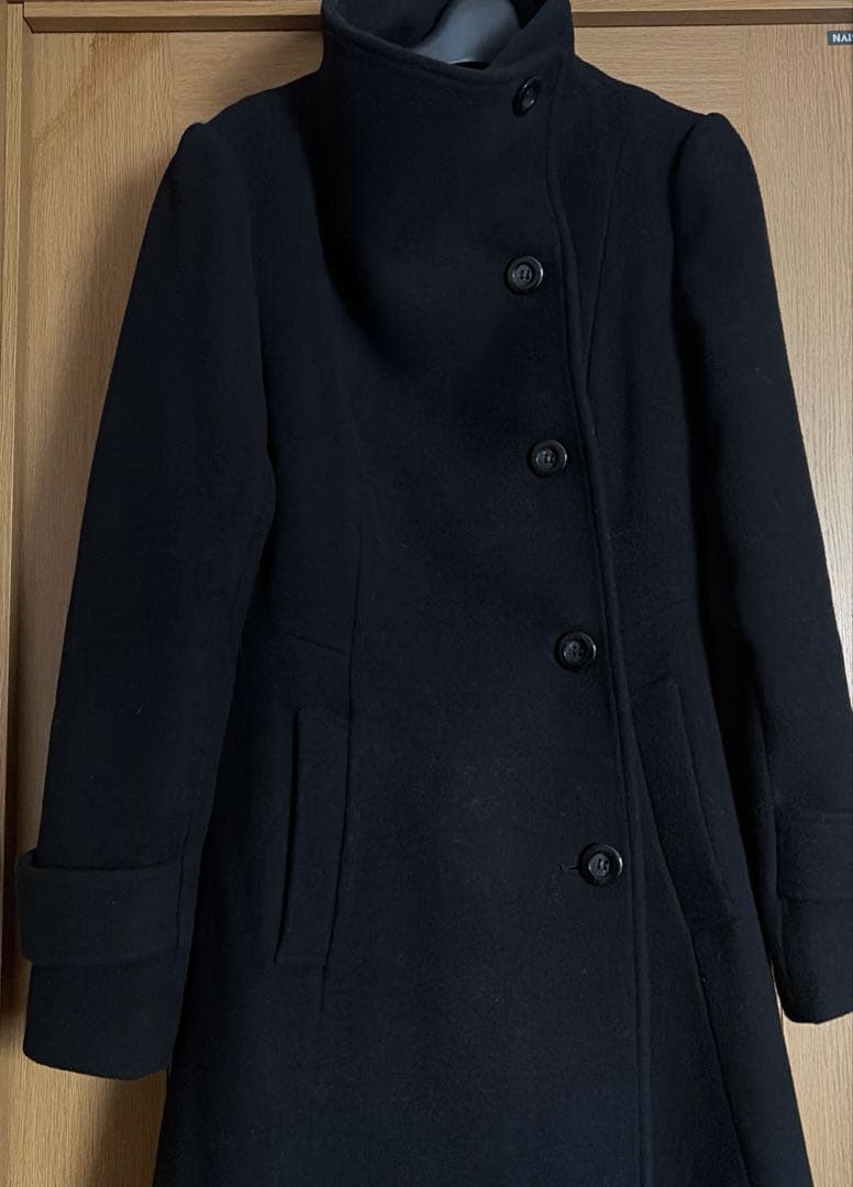 rienda 25オーバーネックシンデレララインコート　ブラック