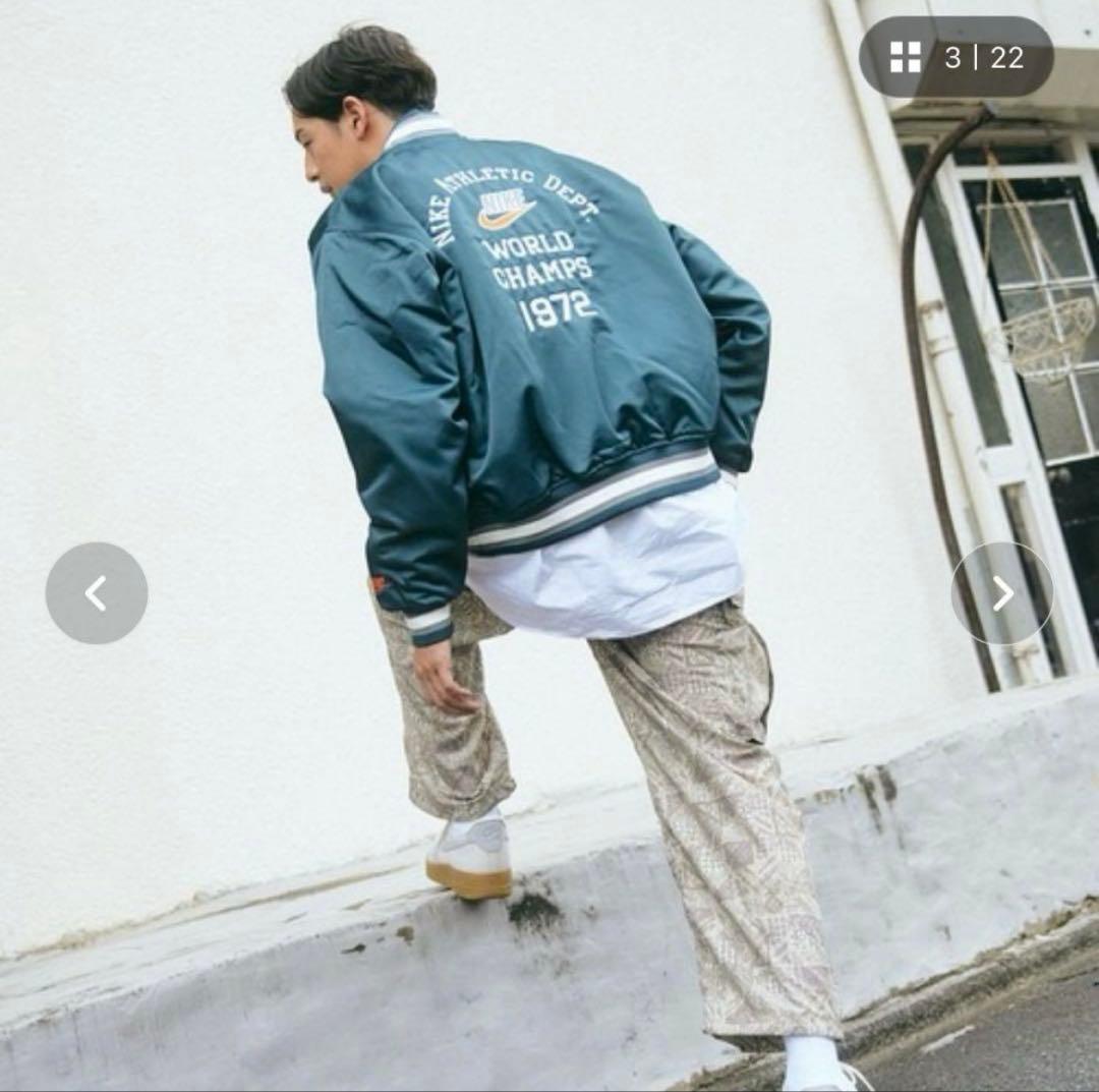 美品NIKE ナイキ　ダグアウト　サテン　ジャケット　カーキ