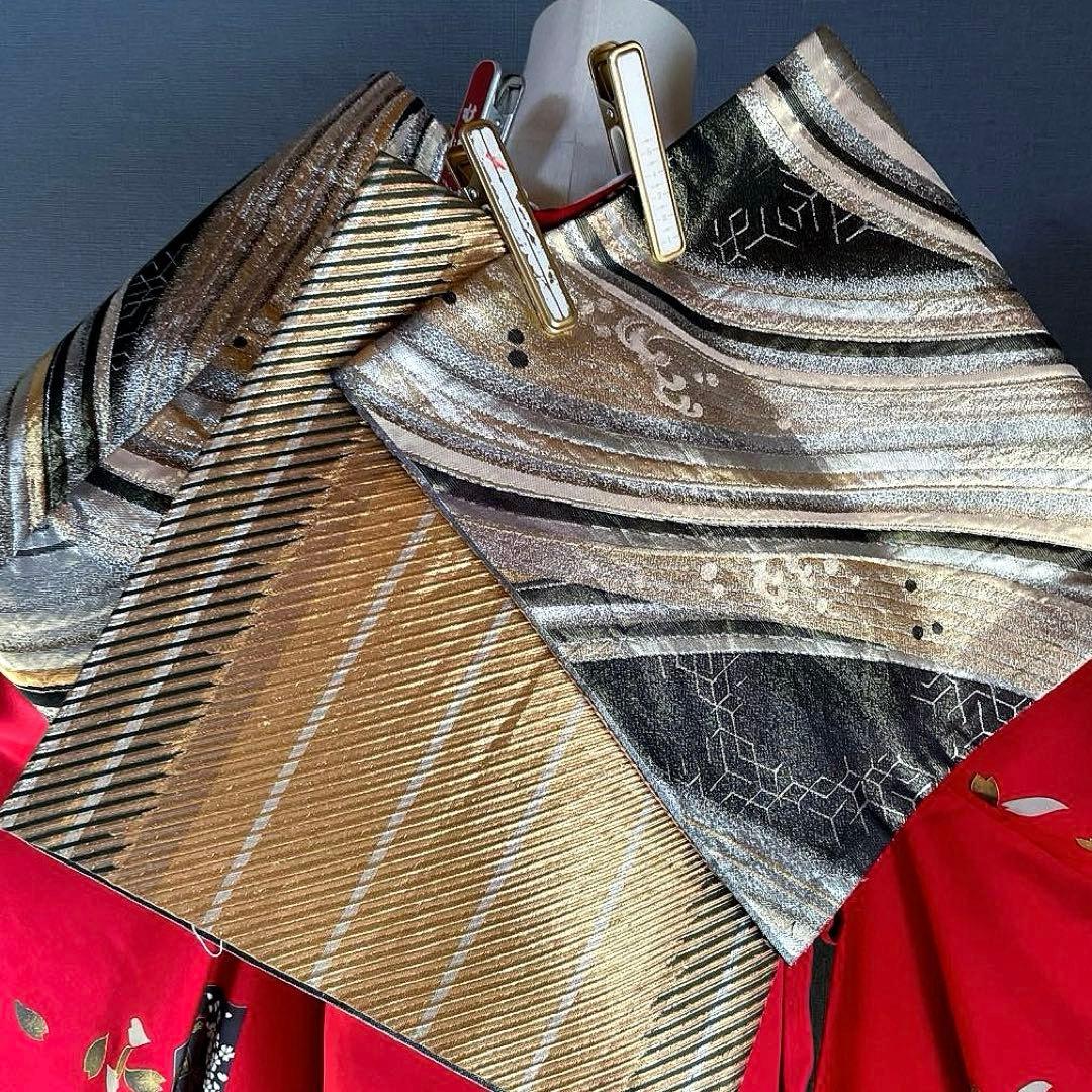 振袖フルセット　金彩友禅　成人式振袖　振袖　裄丈67 赤　桜