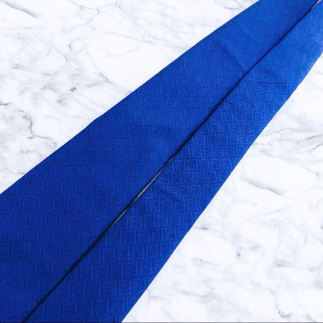 ✨未使用タグ付き✨フェンディ　ズッカ柄　ズッキーニ　マリンブルー　ネクタイ