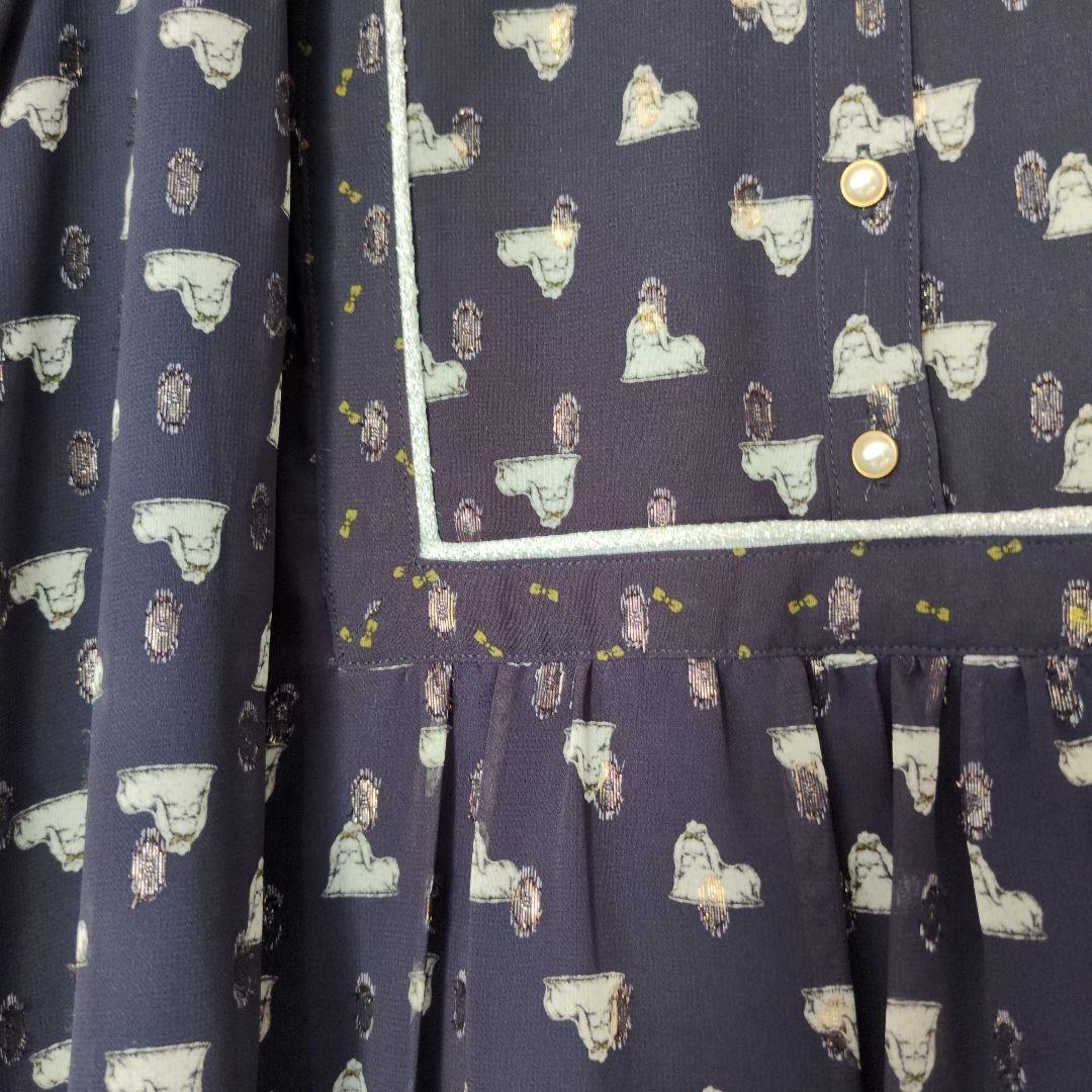 フランシュリッペ キラキラおこりんぼワンピース 犬 ネイビー FL5