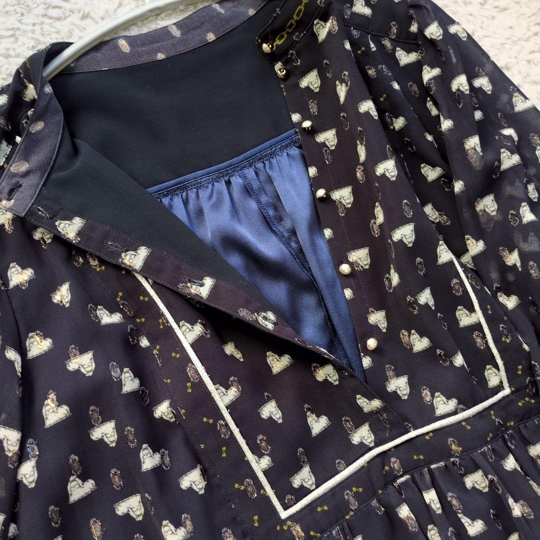 フランシュリッペ キラキラおこりんぼワンピース 犬 ネイビー FL5