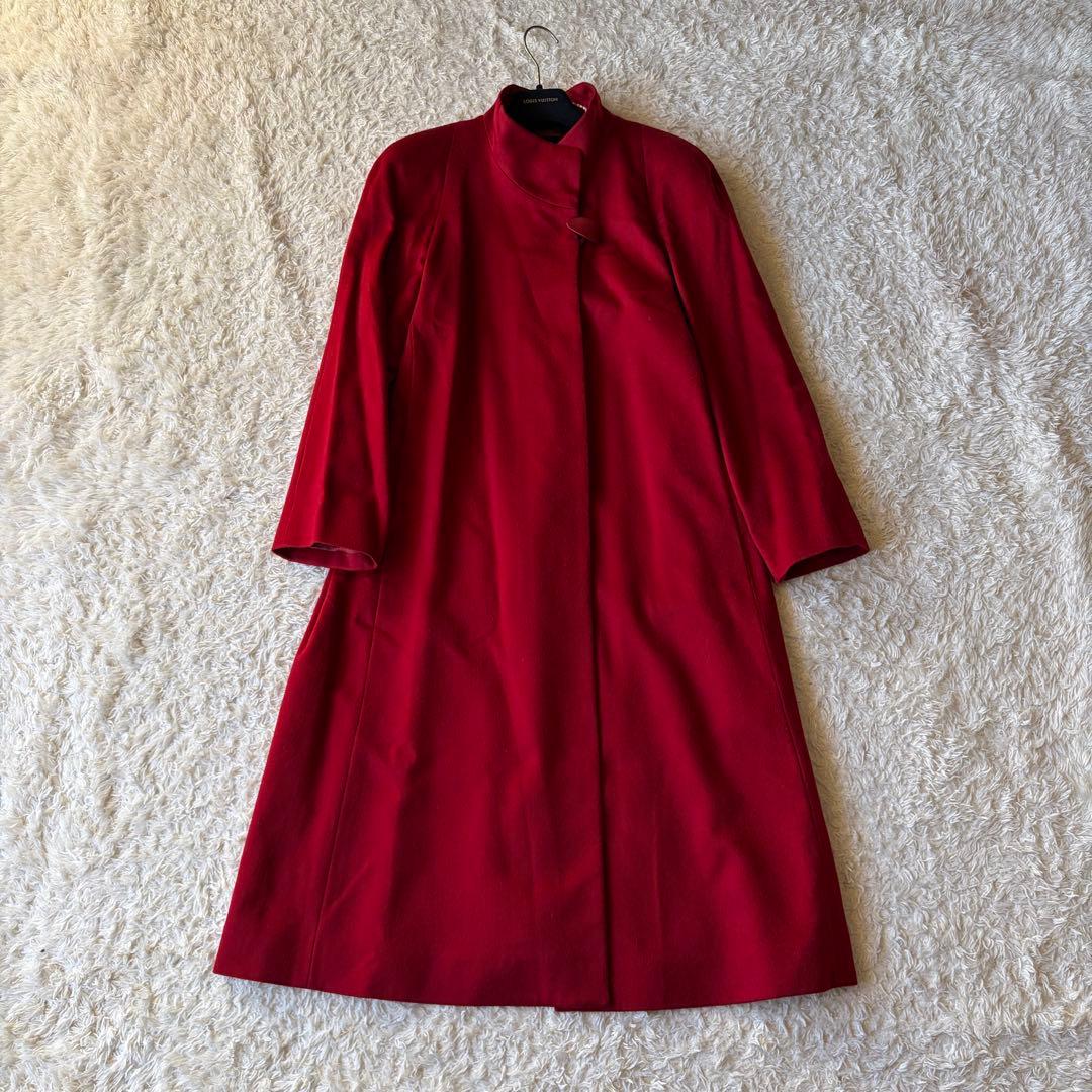 美品✨PIACENZA 極上ピュアカシミヤ100% ロングコート 赤　M