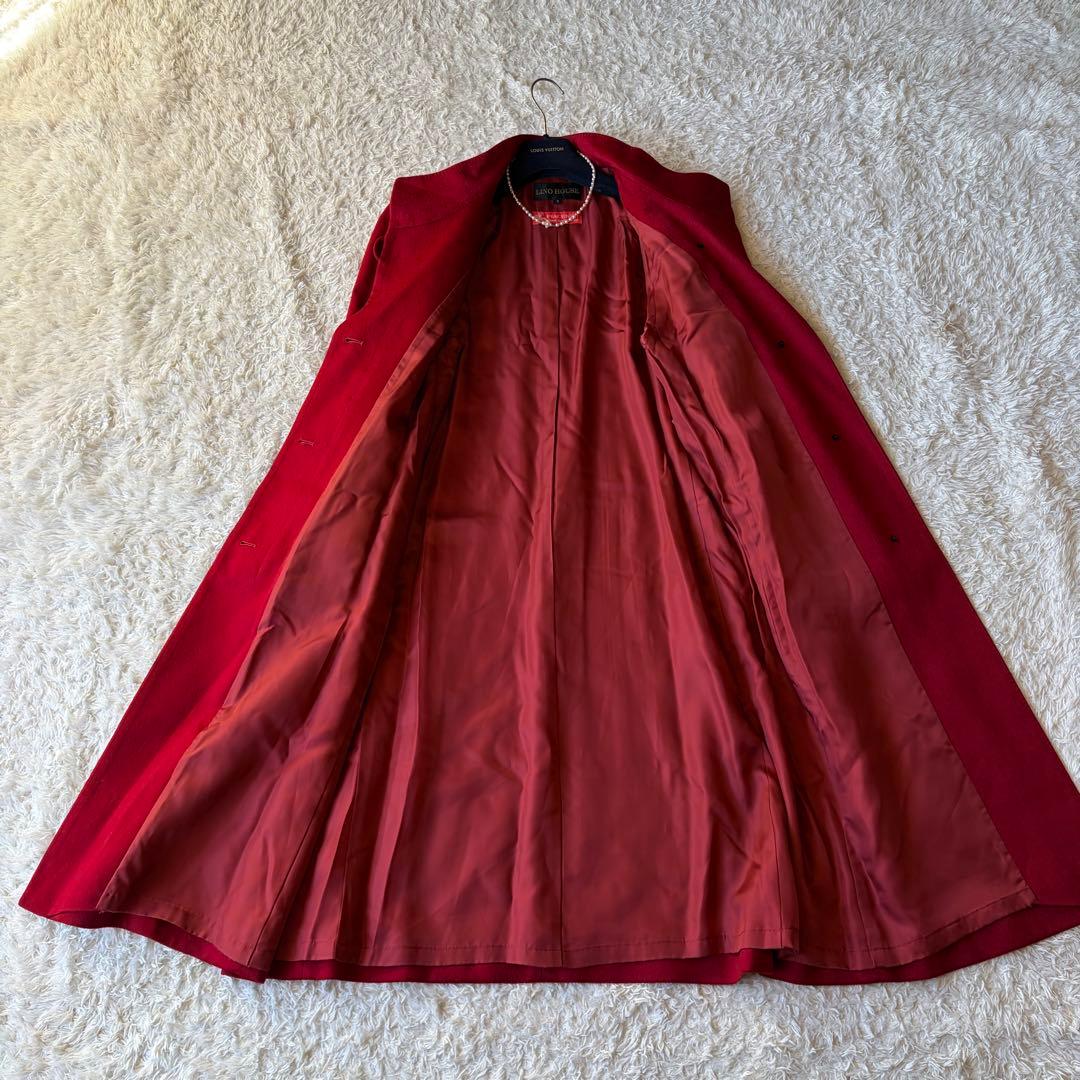 美品✨PIACENZA 極上ピュアカシミヤ100% ロングコート 赤　M