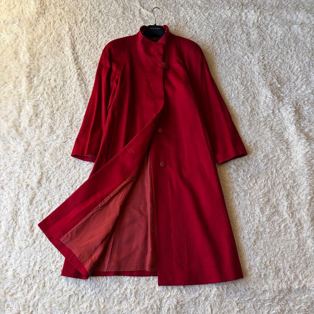 美品✨PIACENZA 極上ピュアカシミヤ100% ロングコート 赤　M