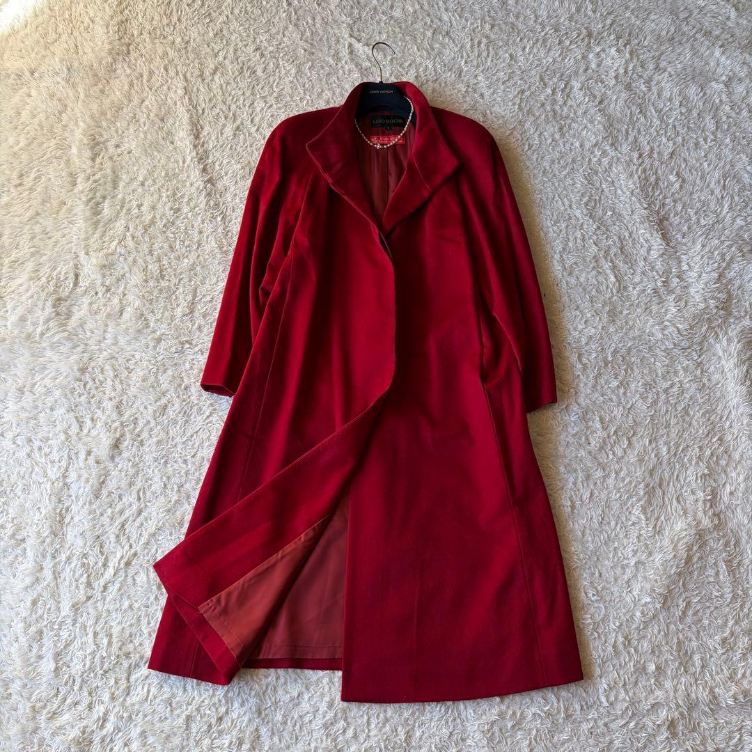 美品✨PIACENZA 極上ピュアカシミヤ100% ロングコート 赤　M