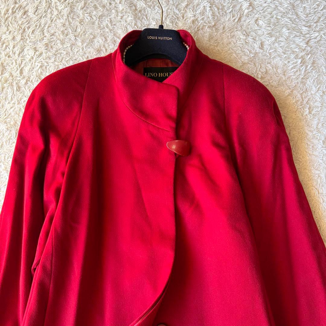 美品✨PIACENZA 極上ピュアカシミヤ100% ロングコート 赤　M