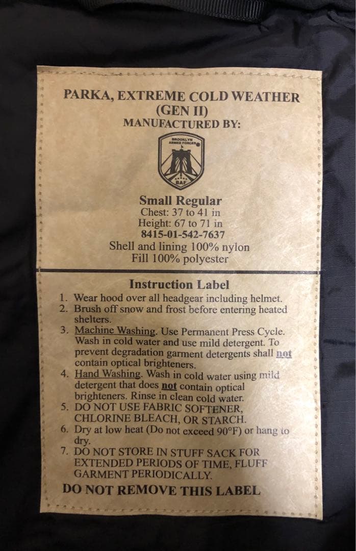 LEVEL7 TYPE2 MONSTER PARKA S BLACK 未使用