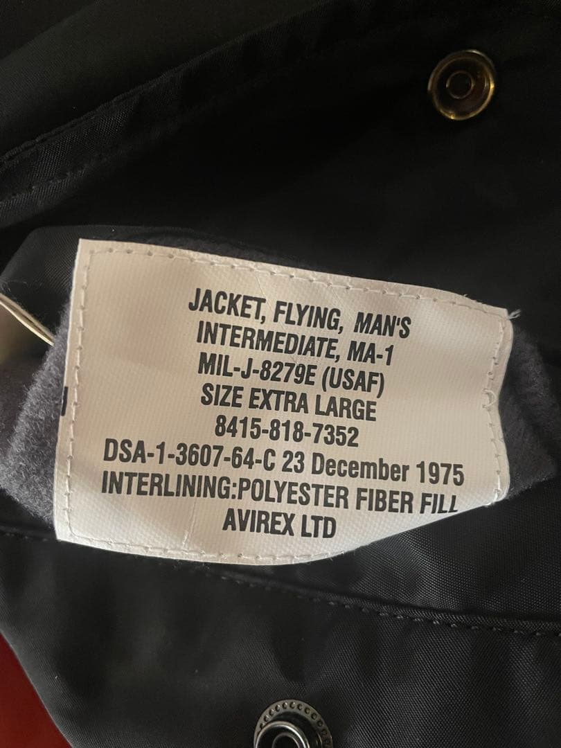AVIREX ブラックMA-1 XLフライトジャケット