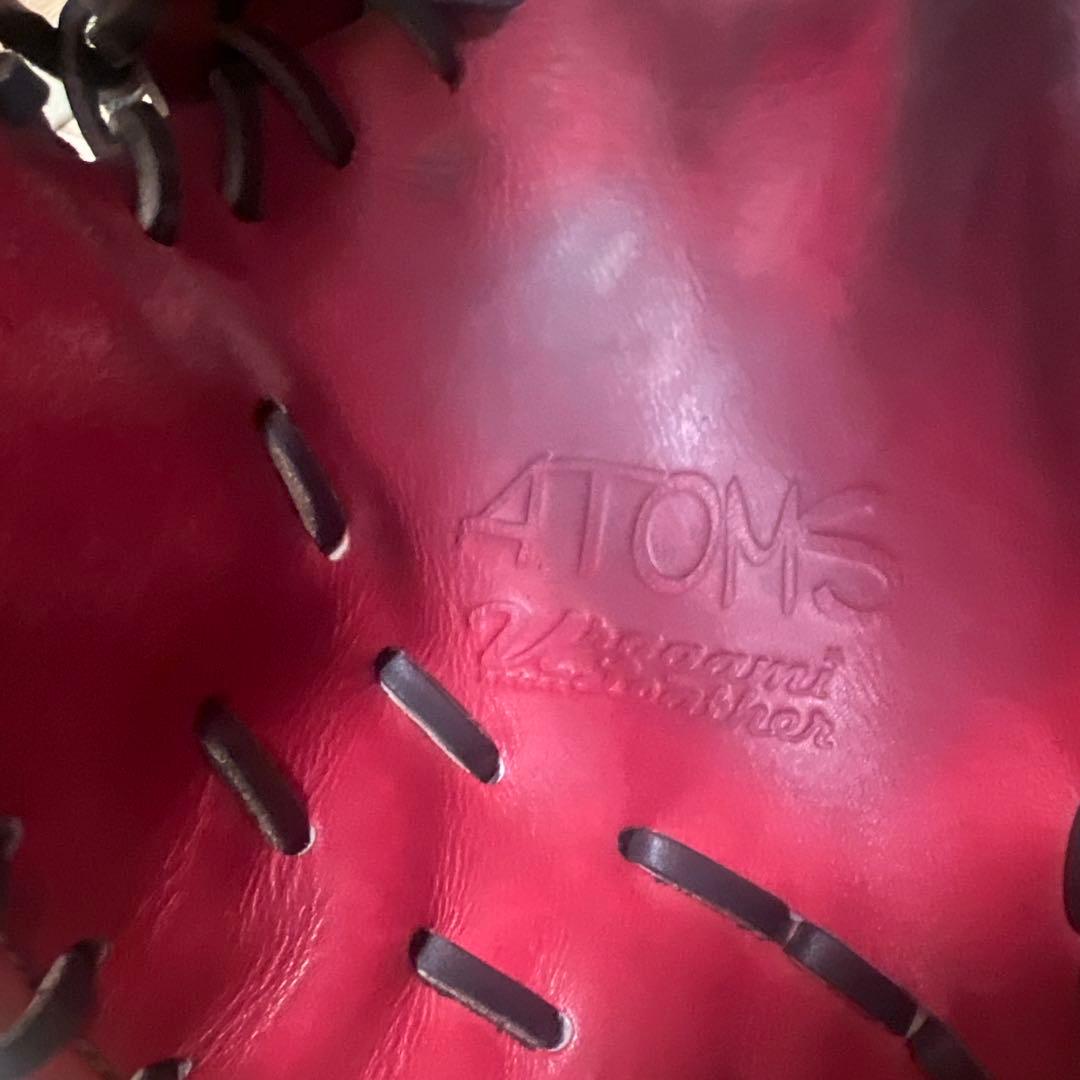 ※値下げ※ ATOMS 赤 硬式野球グローブ 外野右投げ用