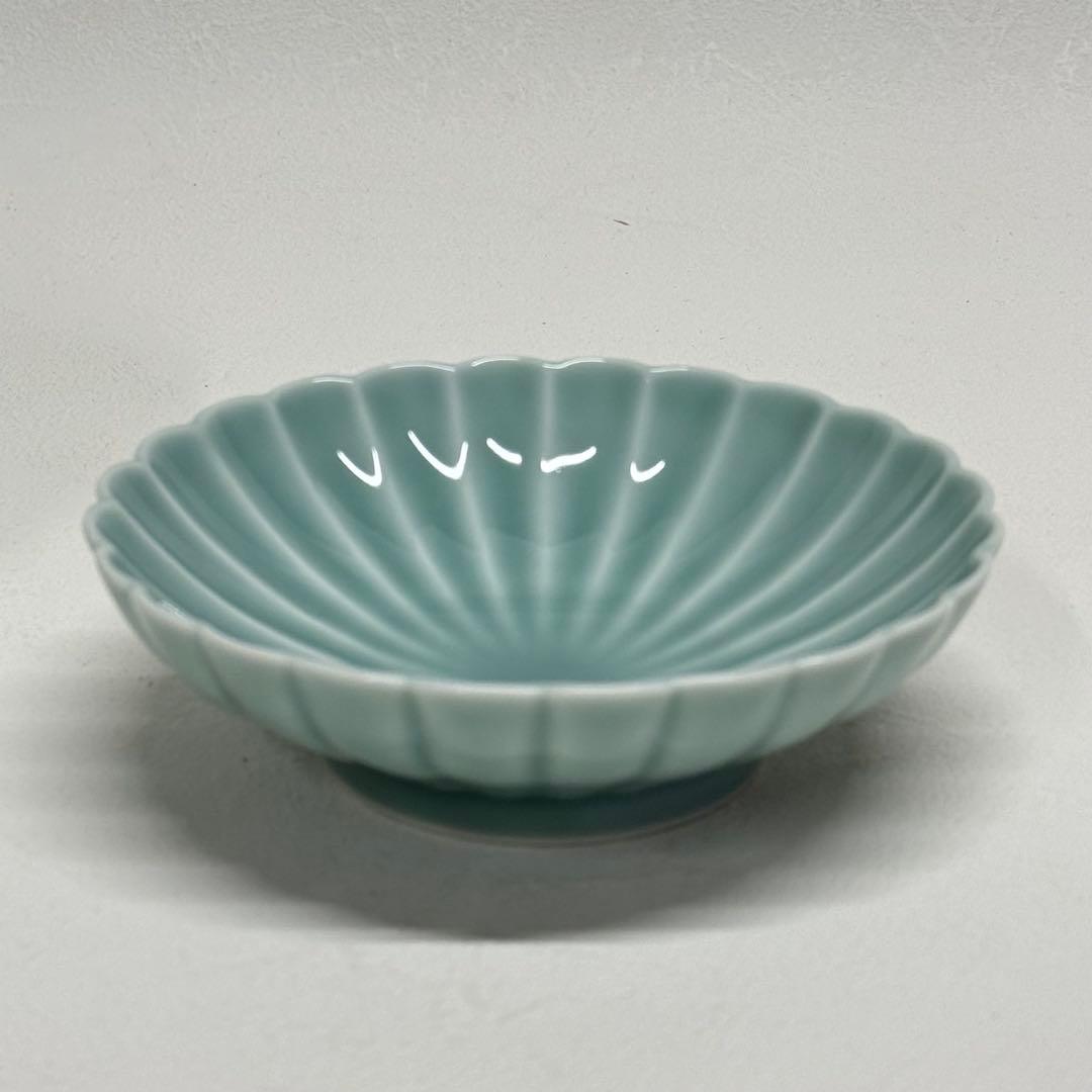 未使用 深川製磁 青磁 菊割小付揃 菊花 5枚セット