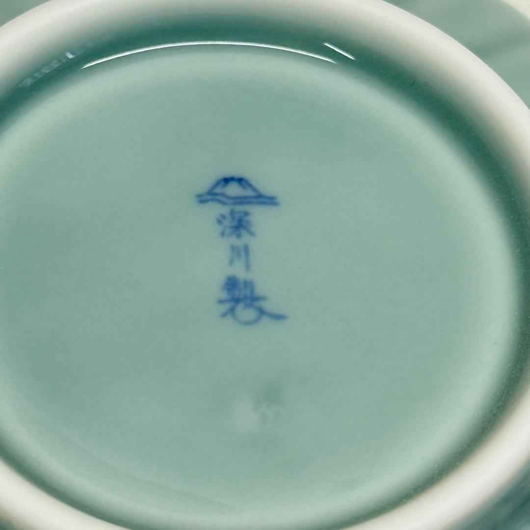 未使用 深川製磁 青磁 菊割小付揃 菊花 5枚セット