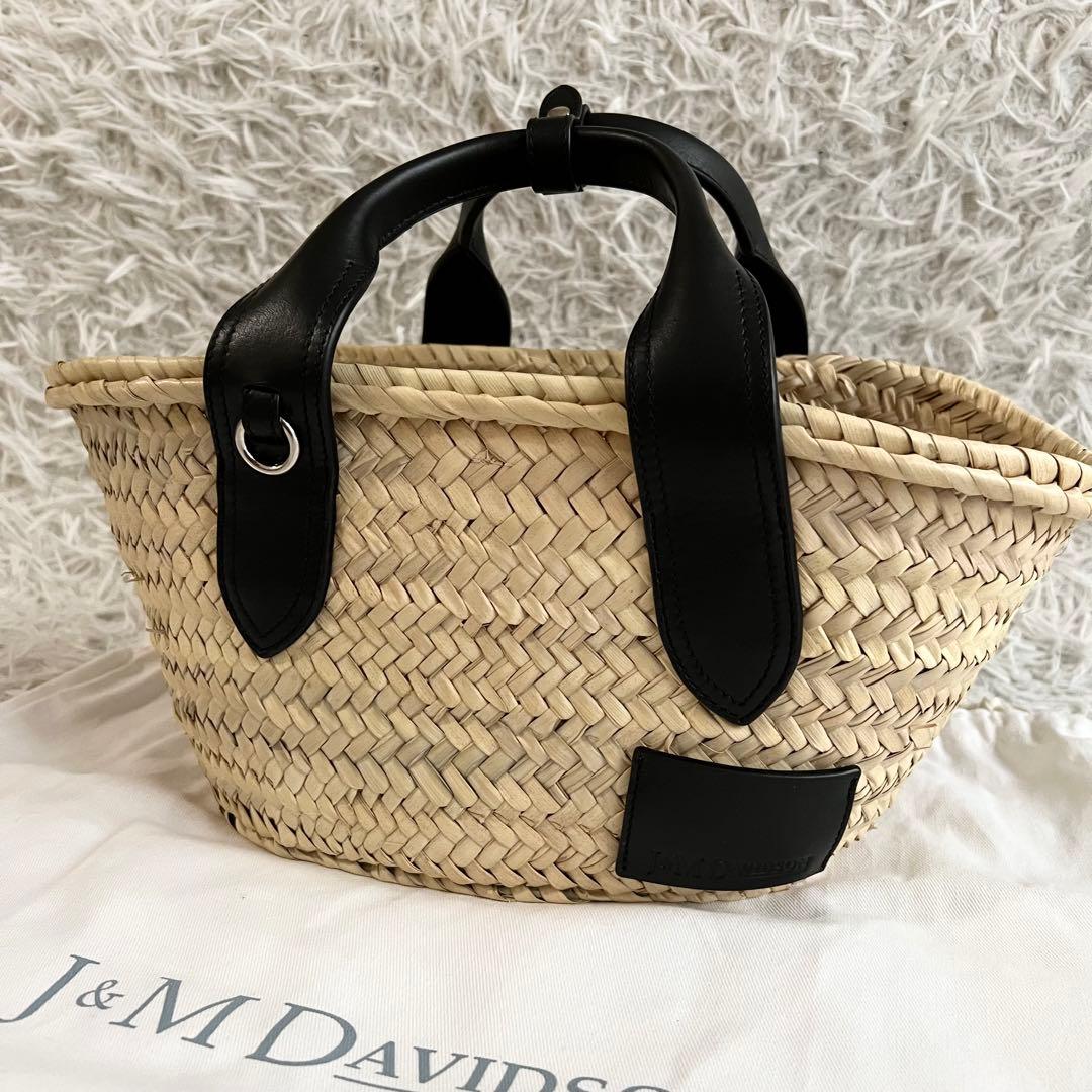 ほぼ未使用 23ss J&M DAVIDSON レザー ブラック かごバッグS