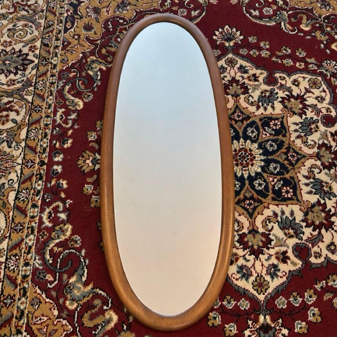 80s vintage karimoku カリモク 楕円型 オーバル ミラー