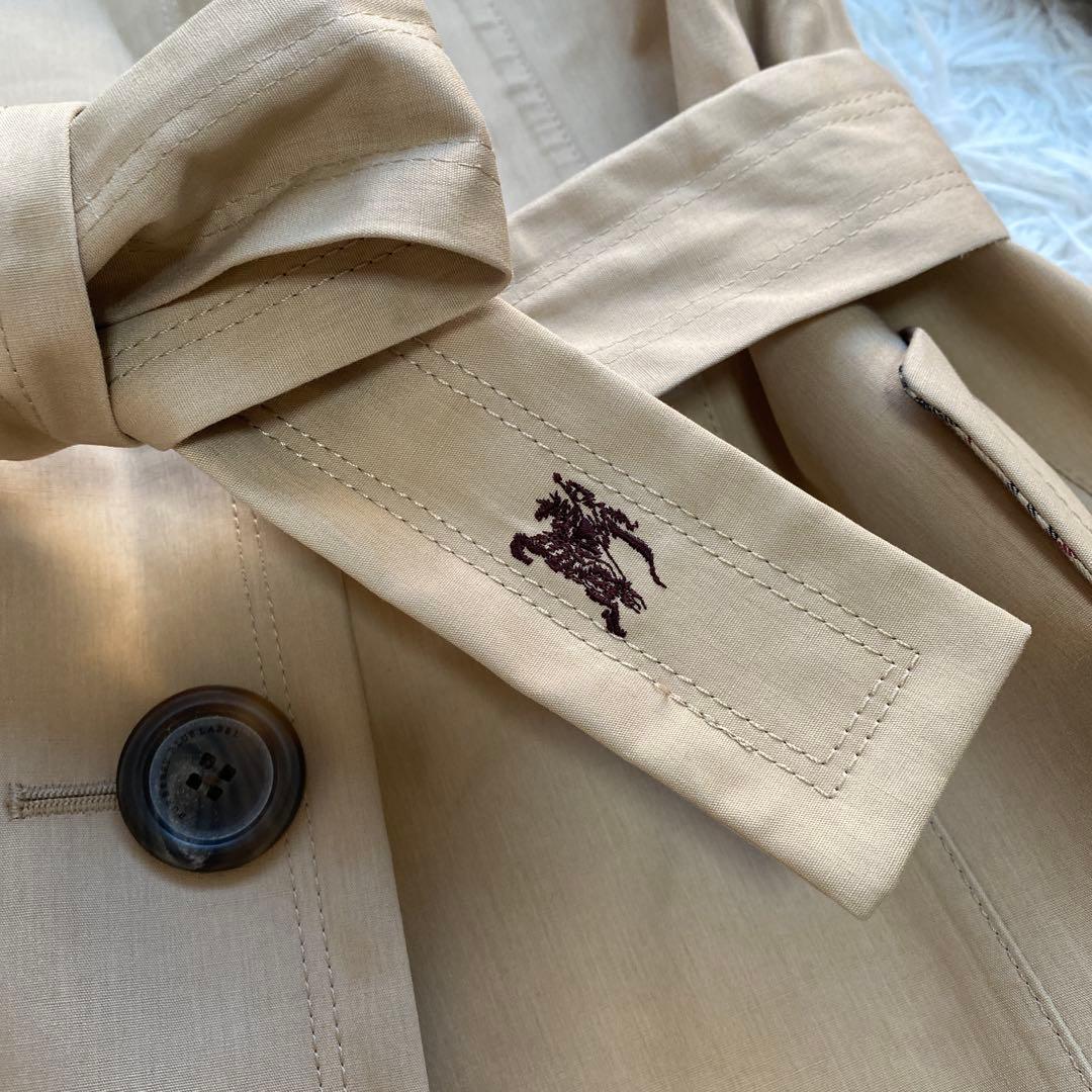 バーバリーブルーレーベル　トレンチコート　ベルト　リボン　ホースロゴ　M 撥水