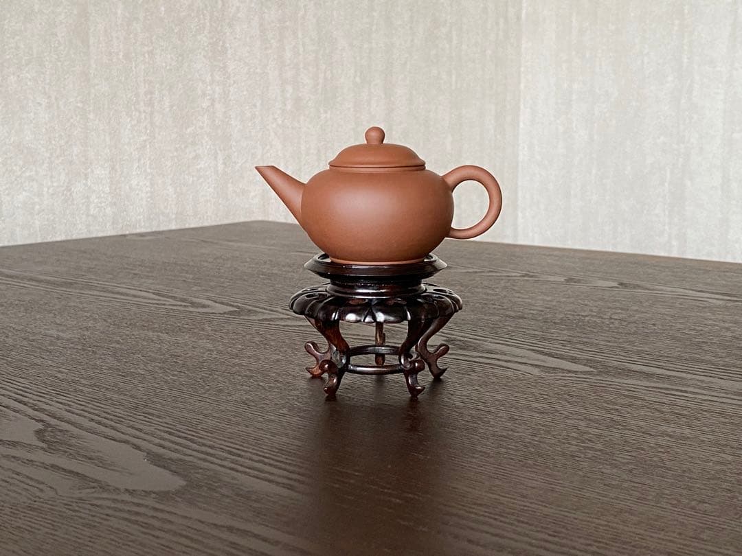 中国宜興紫砂茶壺　　清香　水平壷　朱泥紫砂　素焼きの急須