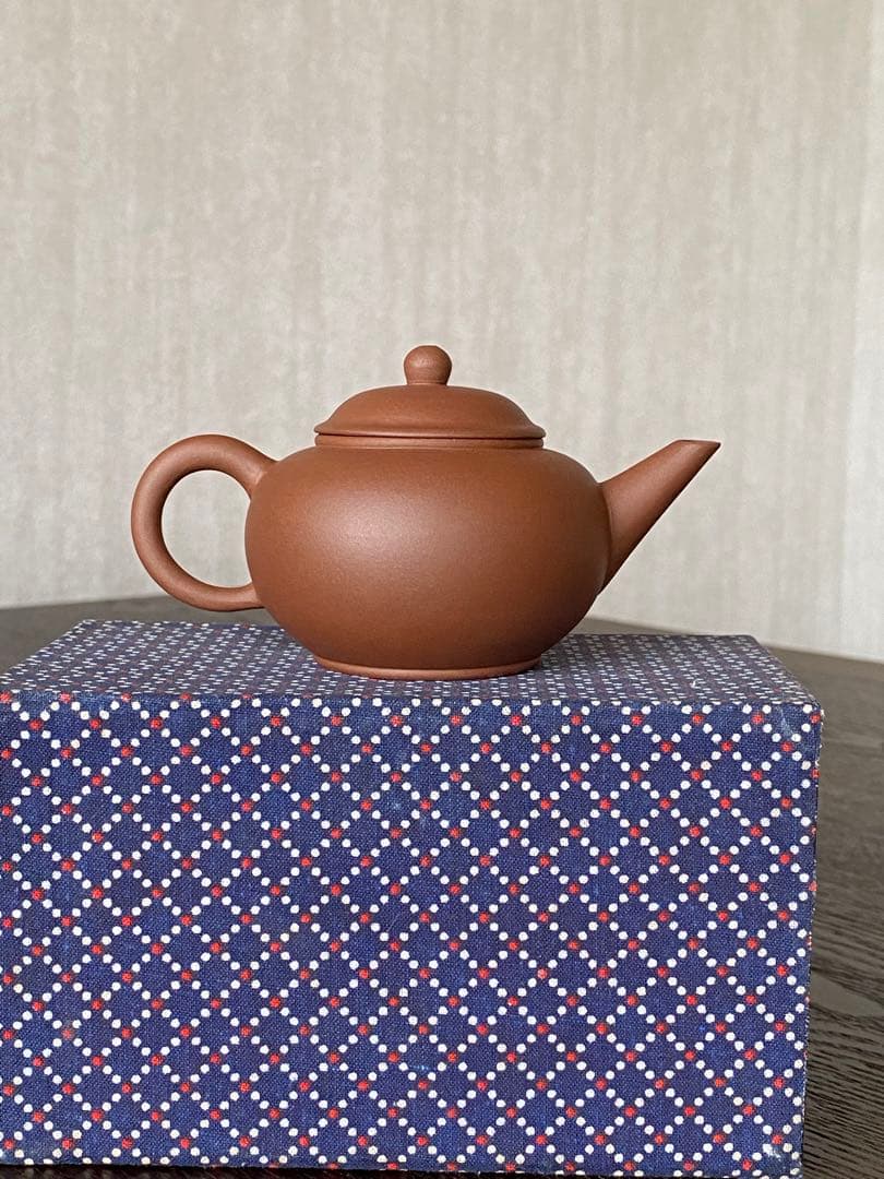 中国宜興紫砂茶壺　　清香　水平壷　朱泥紫砂　素焼きの急須