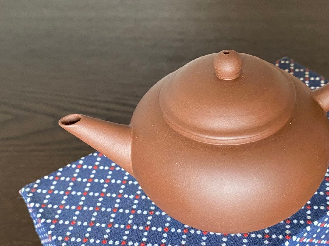 中国宜興紫砂茶壺　　清香　水平壷　朱泥紫砂　素焼きの急須