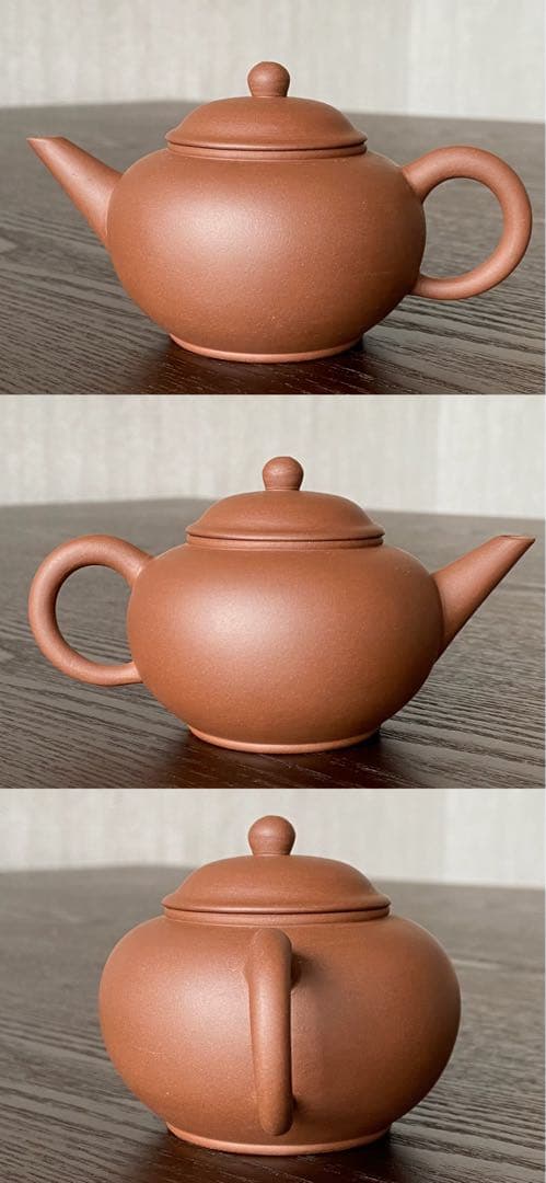 中国宜興紫砂茶壺　　清香　水平壷　朱泥紫砂　素焼きの急須