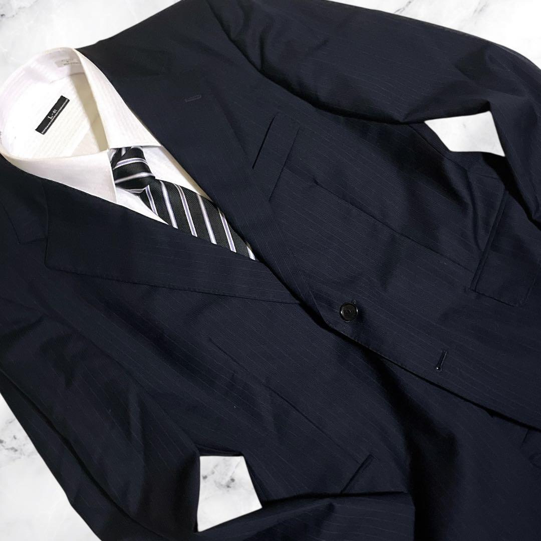 極美品☆マッキントッシュロンドン☆スーツセットアップ☆ストライプ柄☆ネイビー☆L