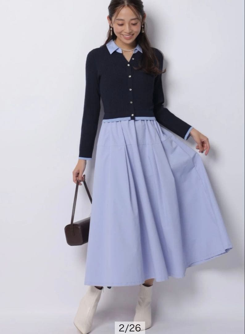 ジャスグリッティー　新作完売カラー鹿沼さん着用定価以下上品ドッキングワンピース