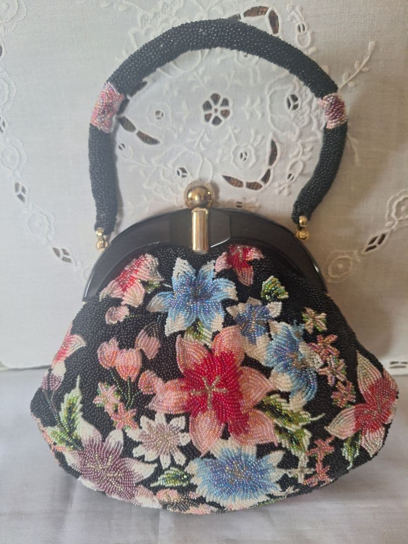 ビーズバック　花柄　絢爛　ヴィンテージ