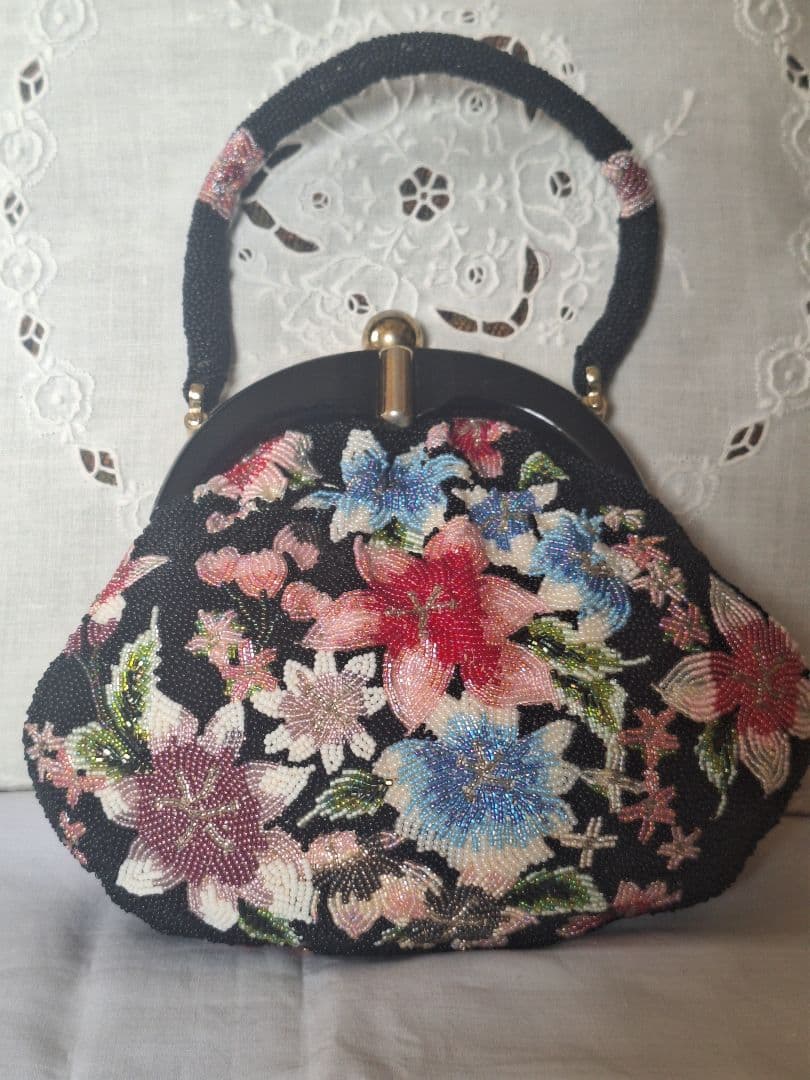 ビーズバック　花柄　絢爛　ヴィンテージ